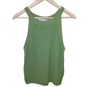 Ophelia Roe Womens XL Olive Green Textured Knit Crew Neck Short Sleeve crop top